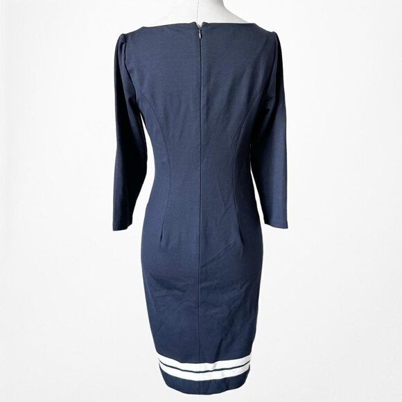 Vintage Y2K Blue 3/4 Sleeve Knit Mini Fitted Bodycon Cocktail Dress Size 2P/M - Picture 6 of 7